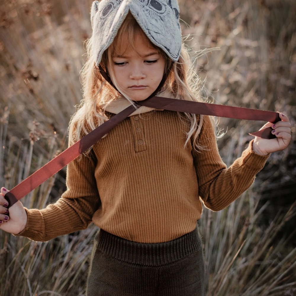 The Simple Folk Brown Ribbed Kids Shirt